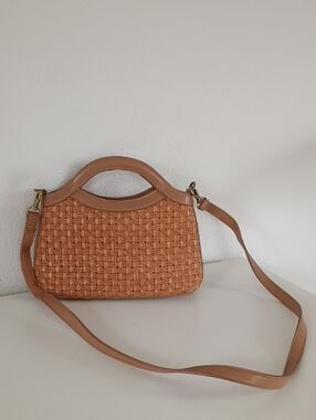 Fossil Woven Tan Crossbody with Top Handle